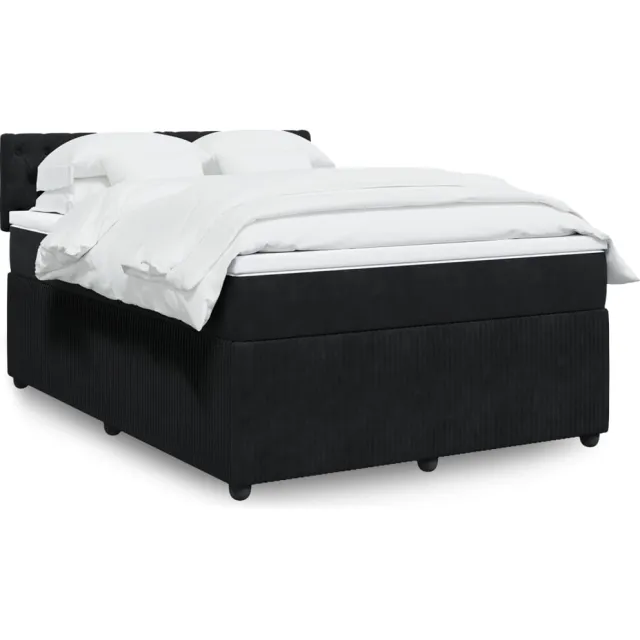 vidaXL Boxspring met matras fluweel zwart 140x200 cm