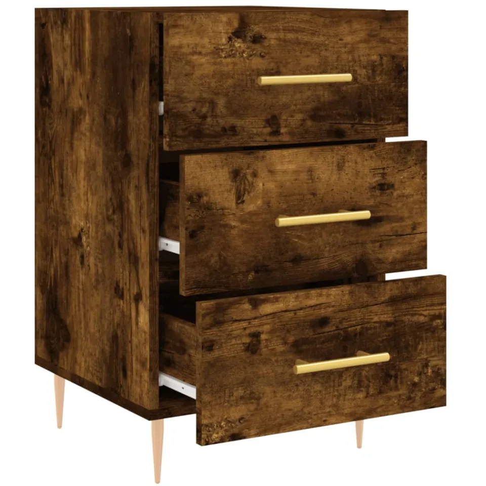vidaXL Nachtkastje 40x40x66 cm bewerkt hout gerookt eikenkleurig, foto 4