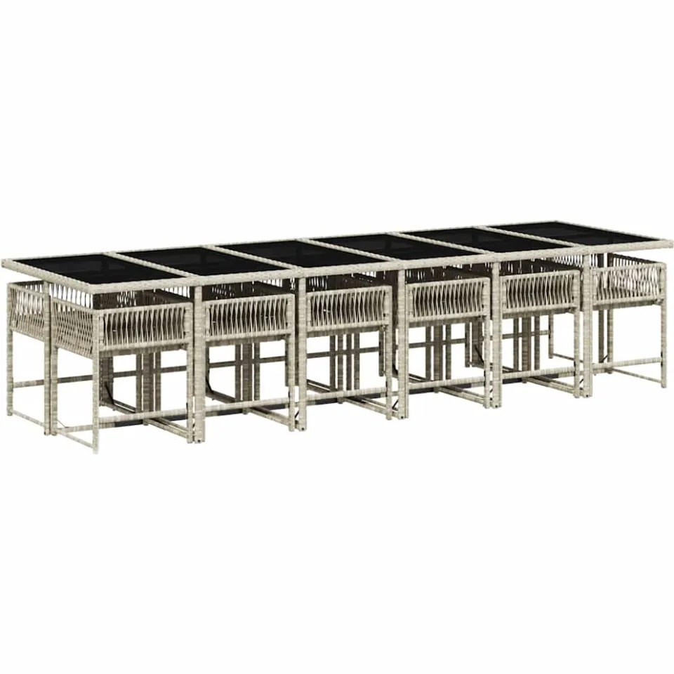 vidaXL 13-delige Tuinset met kussens poly rattan lichtgrijs grijs, foto 2