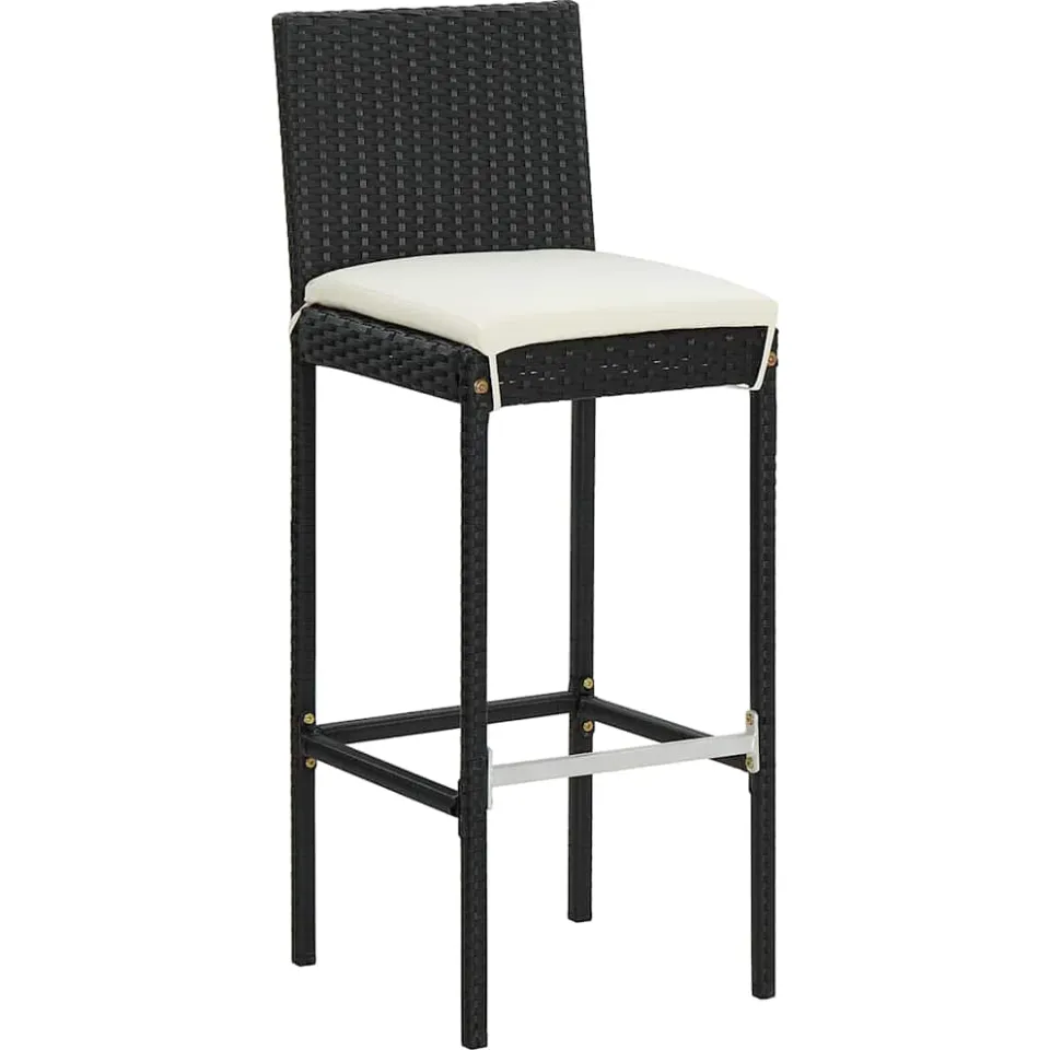 vidaXL 7-delige Tuinbarset massief acaciahout en poly rattan zwart