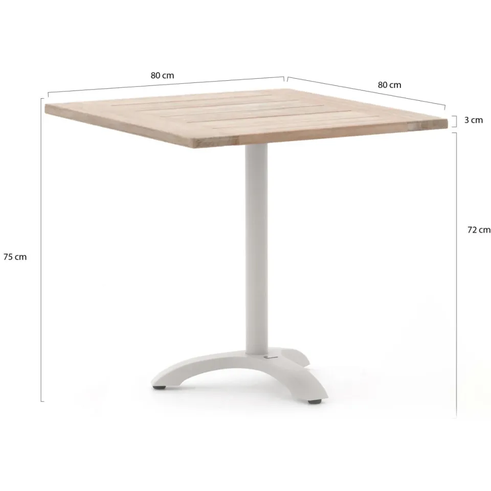 Bellagio tuinmeubelen Bellagio Lisio tuintafel 80x80x75cm wit, foto 2