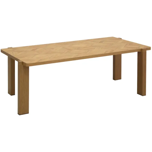 sweeek Vintage rechthoekige salontafel met houtdecor en visgraateffect blad 120 cm - zala Naturel