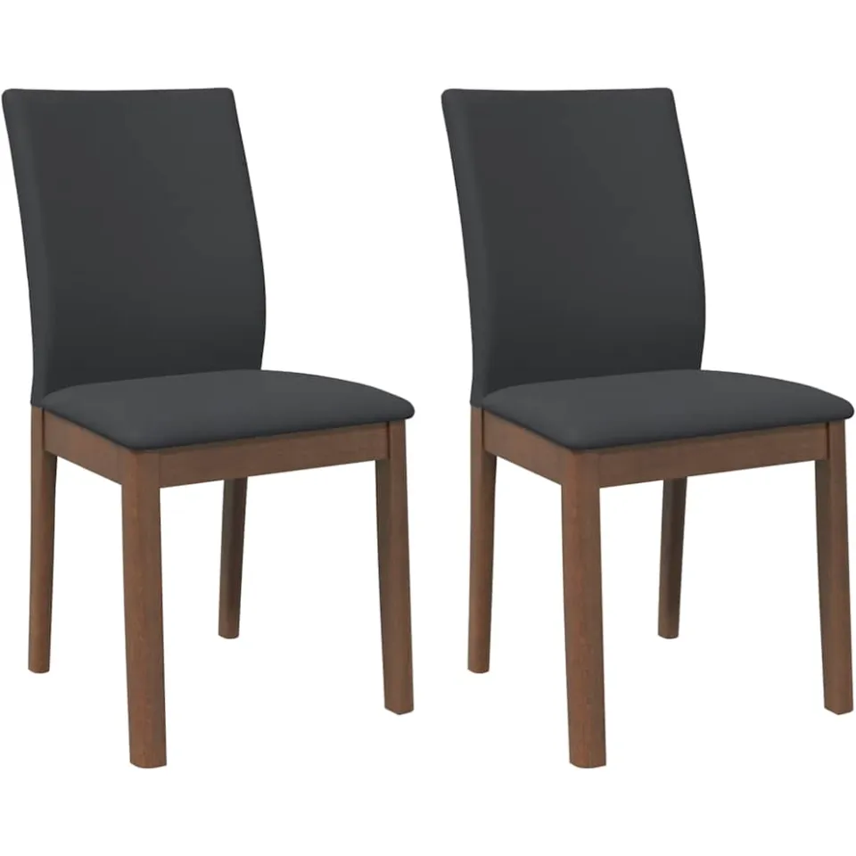 vidaXL Eetkamerstoelen met kussens 2 st massief hout rubber bruin