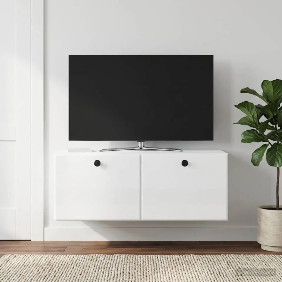 vidaXL Wandbeugel TV-kast 78,5 x 41 x 30 cm Hoogglans Wit Bewerkt hout, foto 4