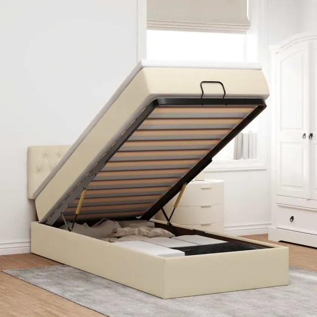 vidaXL Ottoman bed met matras 80x200cm stof crèmekleurig