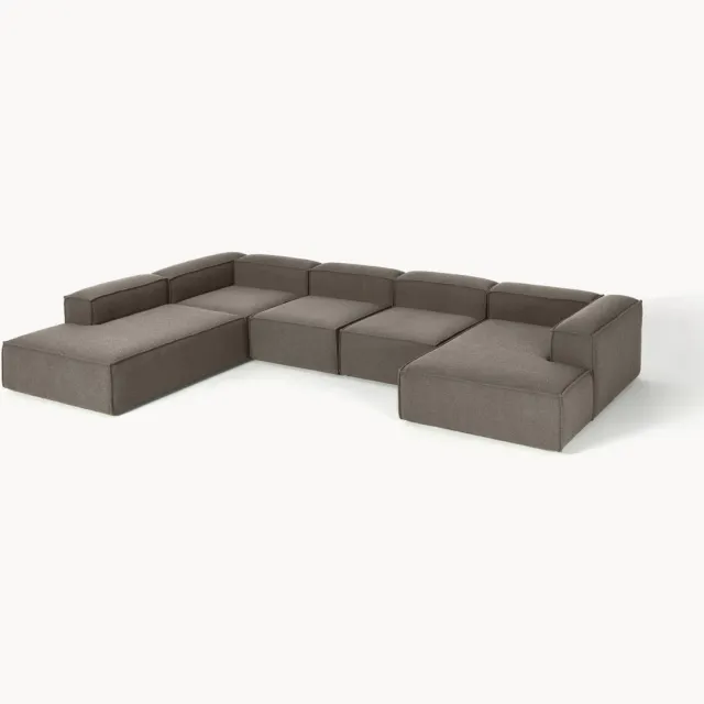 Westwing Collection Modulaire U-bank Lennon uit bouclé taupe