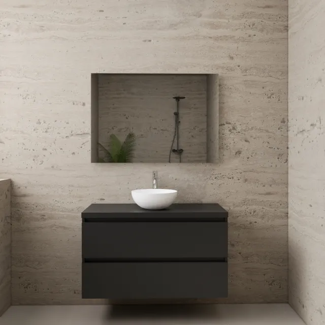 Boss & Wessing ACTIE BWS Badmeubel | Paris | Mat Zwart | 100 cm | met topplaat