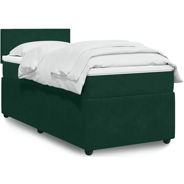vidaXL Boxspring met matras fluweel donkergroen 100x200 cm groen