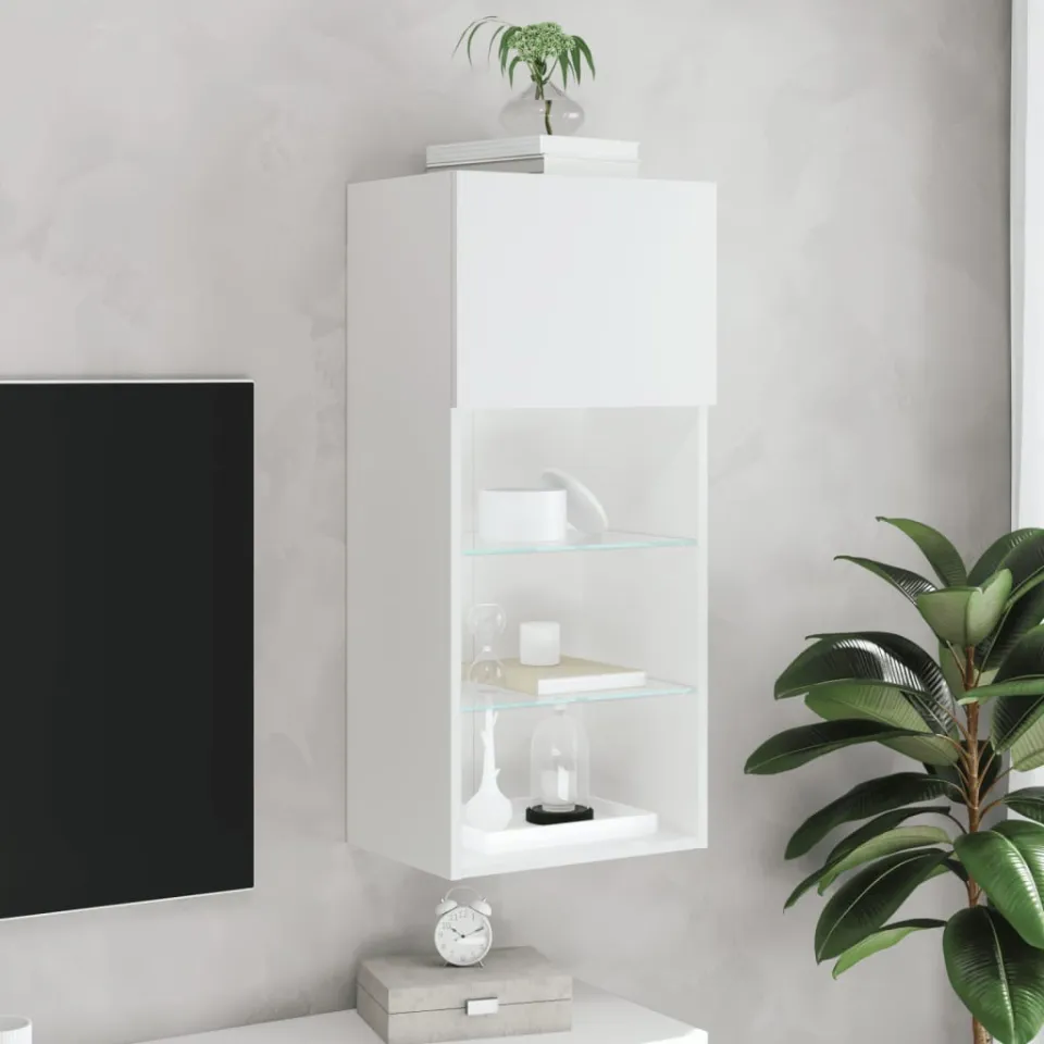vidaXL Tv-meubel met LED-verlichting 40,5x30x90 cm wit, foto 4