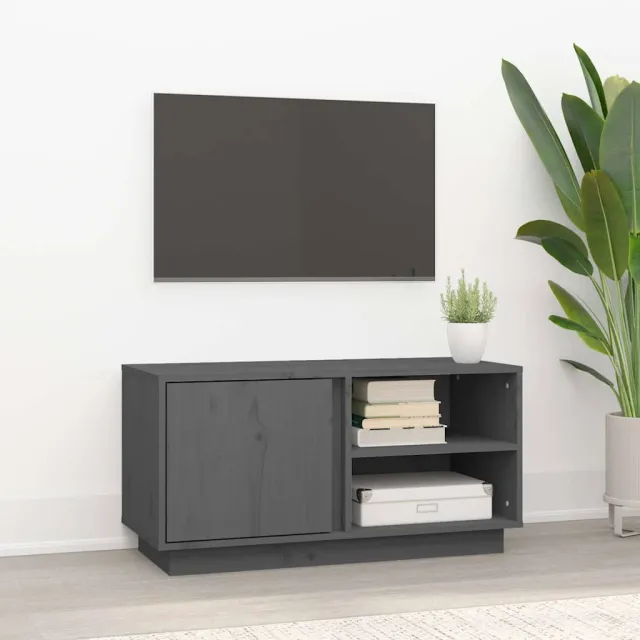vidaXL Tv-meubel 80x35x40,5 cm massief grenenhout grijs, foto 2