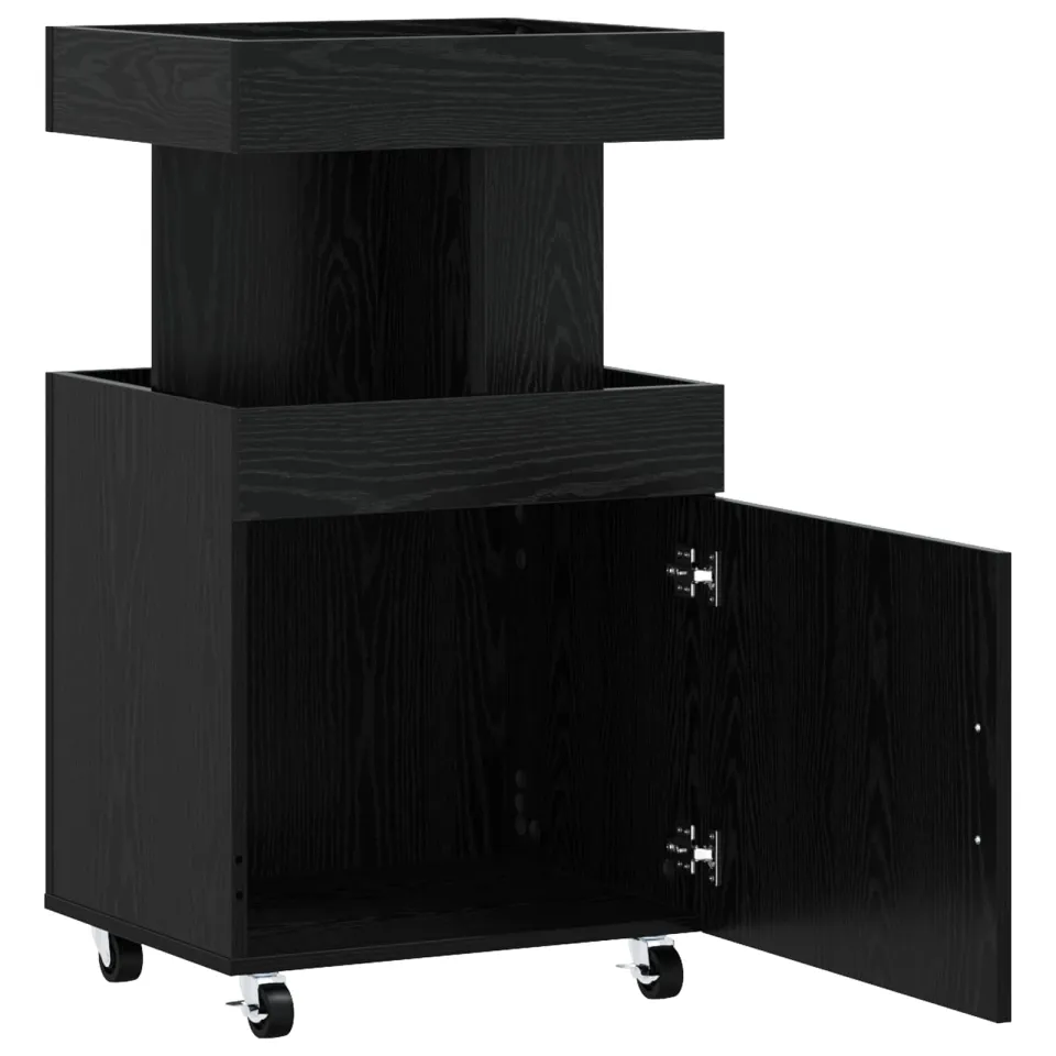 vidaXL Serveerwagen Zwart eiken 50 x 41 x 89 cm Bewerkt hout