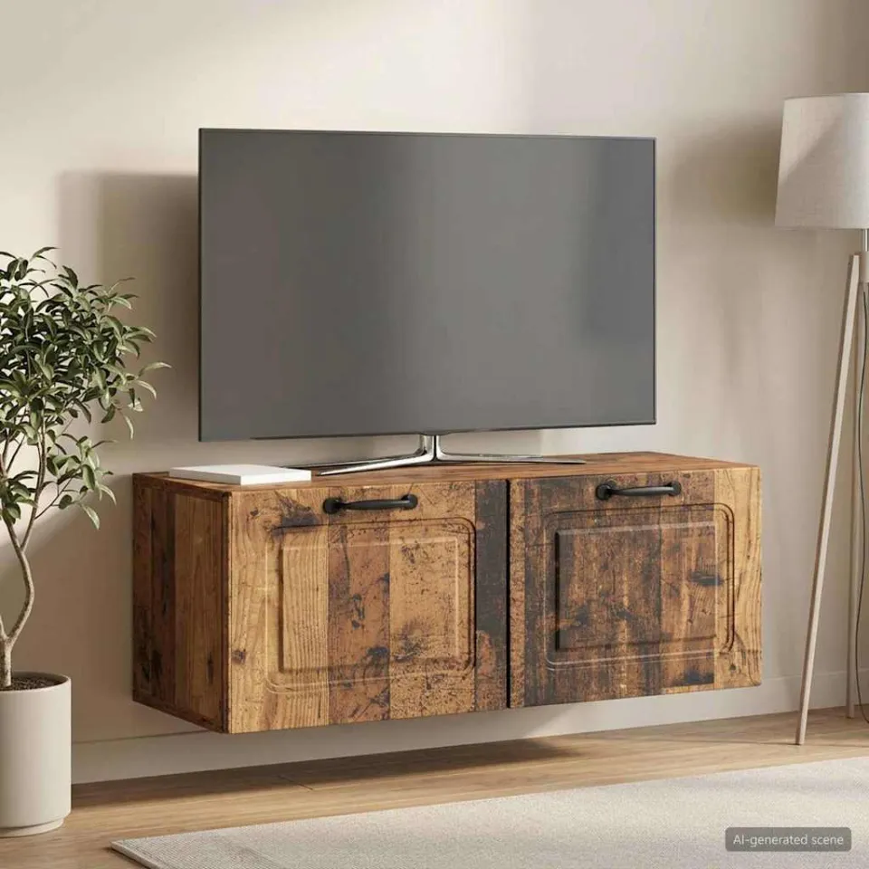 vidaXL Wandbeugel TV-kast Oud hout 78,5 x 31 x 30 cm Bewerkt hout bruin, foto 4