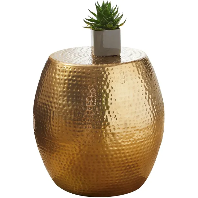Ervesto PETRO 42 x 42 x 42 cm aluminium gouden tafel oosterse rond | Designtafeltafel metaal Modern | Antischisch Schmal | Kleine Hammerschlag Abstelltisch Zie omschrijving