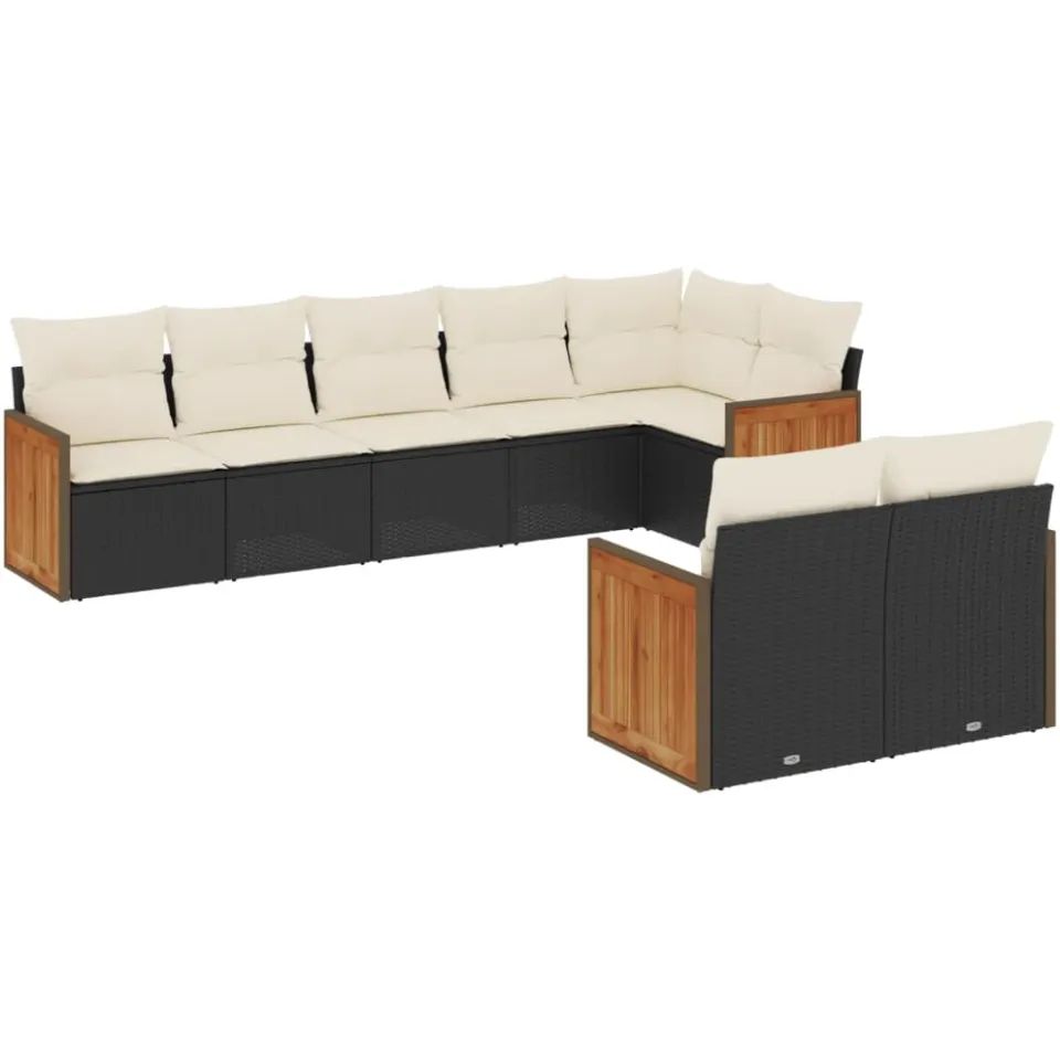 vidaXL 8-delige Loungeset met kussens poly rattan zwart, foto 3