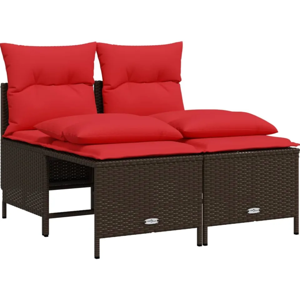 vidaXL 4-delige tuinbankset met kussens, bruin polyrotan, foto 3