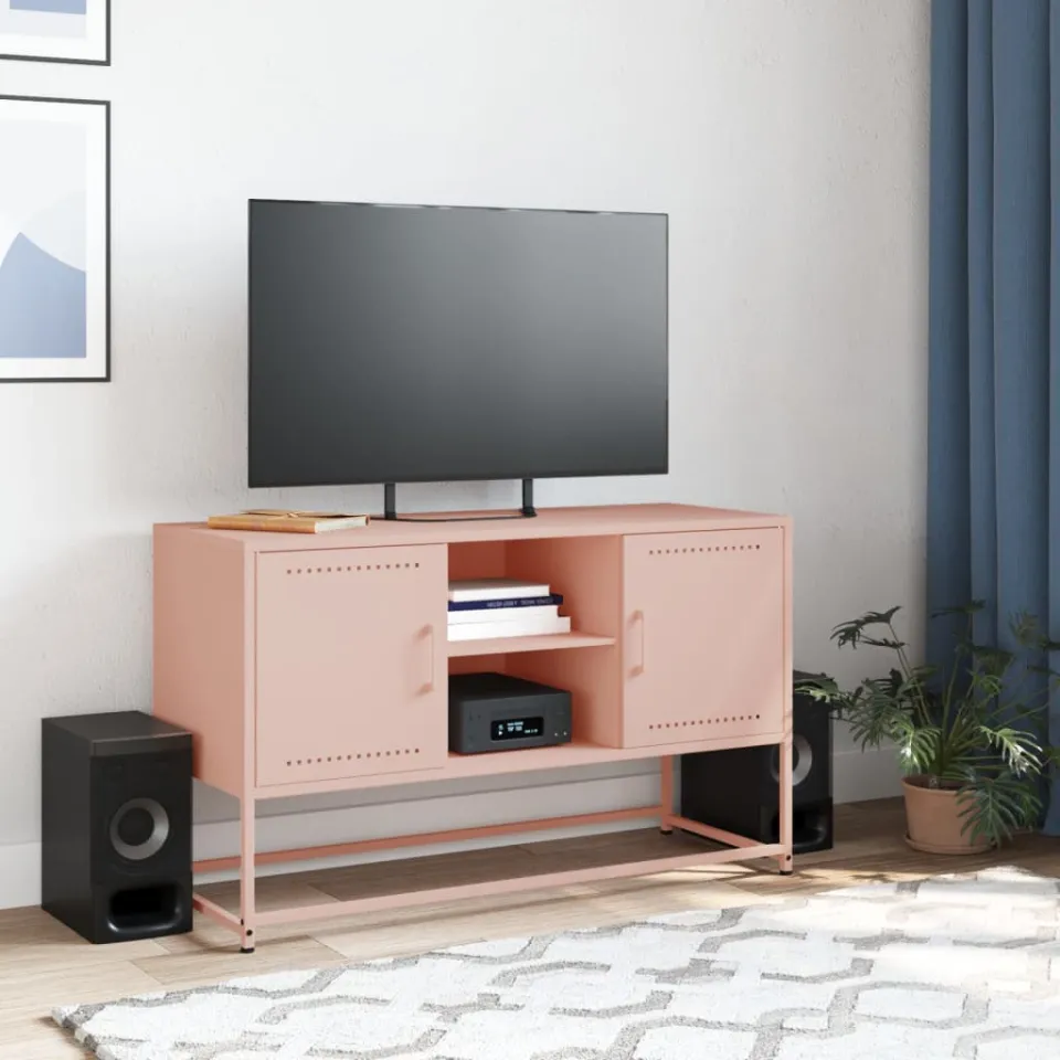 vidaXL Tv-meubel 100,5x39x60,5 cm staal roze, foto 3