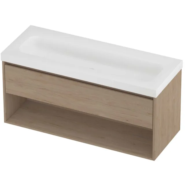 Proline Haga Badmeubelset Polystone Mezza Schap 120x46x58 cm Mat White Ideal Oak Eiken