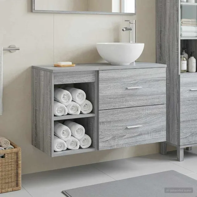 vidaXL Badkamerkastenset 2 st Grijs Sonoma 79,5 x 35 x 80 cm, foto 2