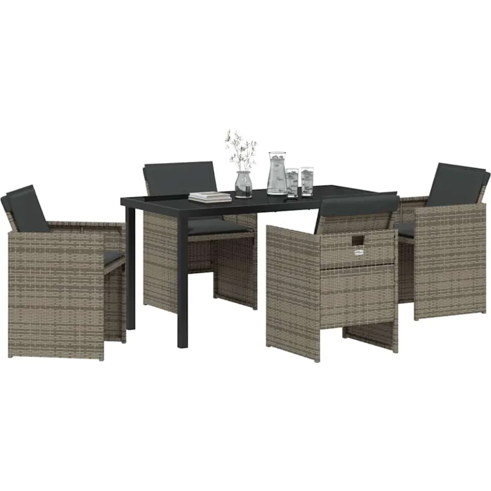 vidaXL Tuin eettafelset 5 st Grijs poly rattan