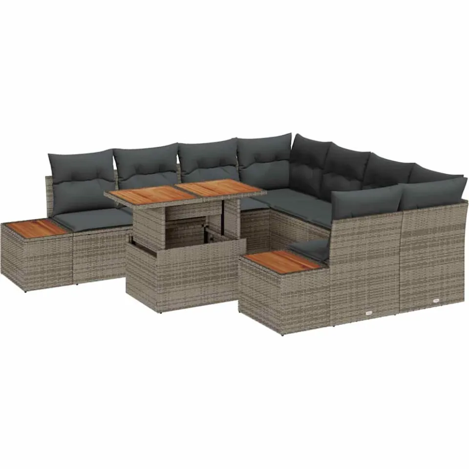 vidaXL Tuin Sofa Set 9 st Grijs Poly riet