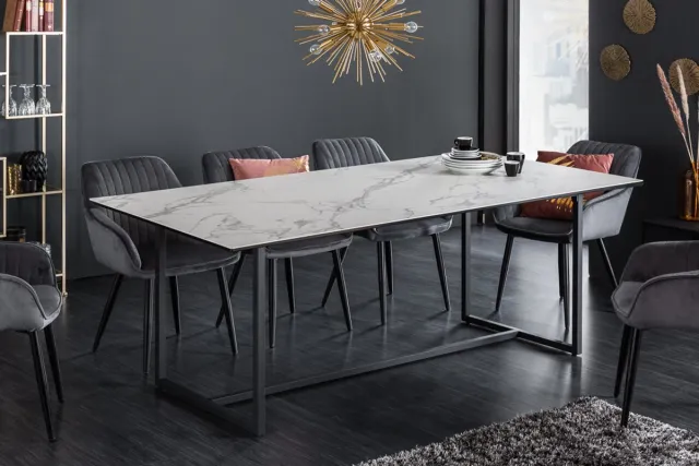 Invicta Interior Design eettafel SYMBIOSE 200cm marmer wit keramiek gemaakt in Italie - 41088 - 6541088 Zie omschrijving