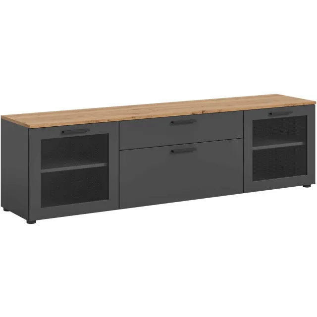 Furnilux Niklas ladekast basaltgrijs NB Artisan eiken NB glas - 40x185x52cm glas, eiken
