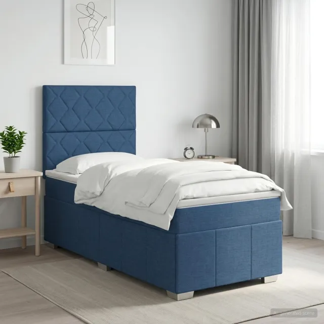 vidaXL Boxspringbed met matras met hoofdeinde Blauw 90 x 200 cm Stof