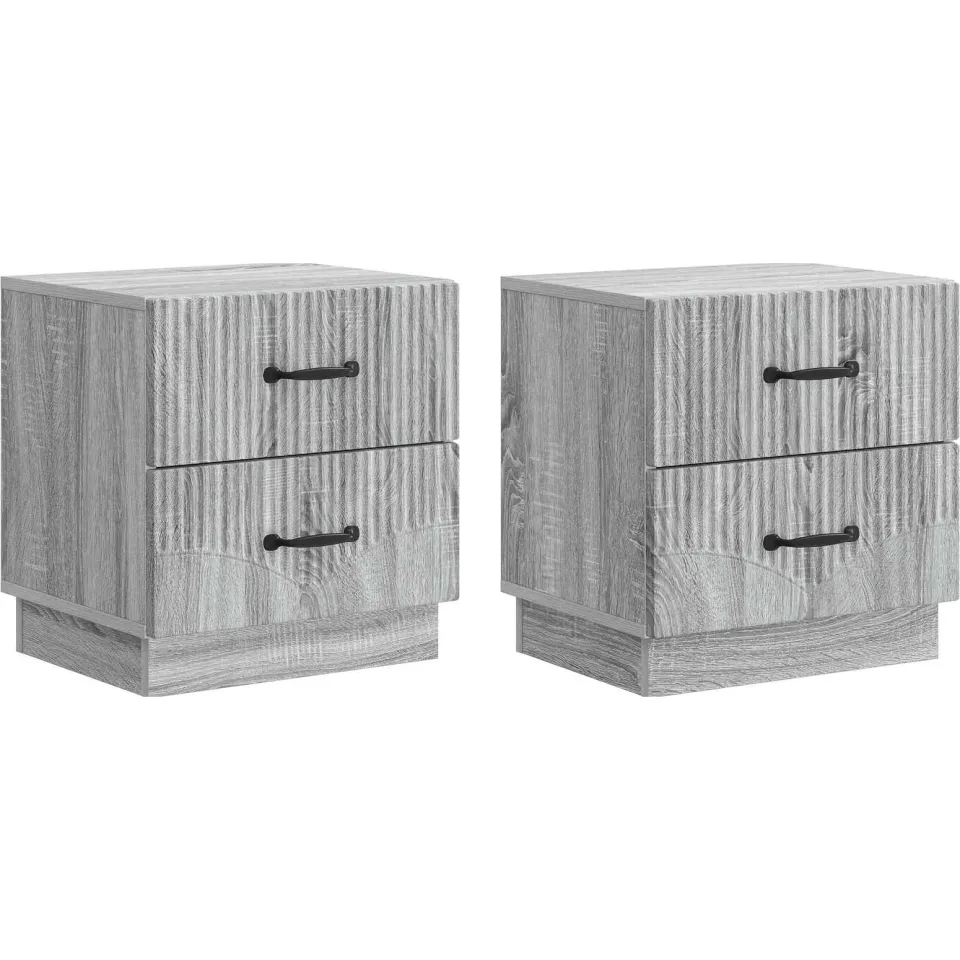 vidaXL Nachtkastje 2 st Grijs sonoma 43 x 34,5 x 44,5 cm Bewerkt hout, foto 3