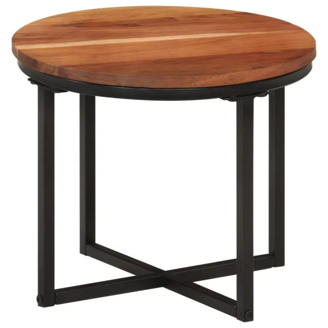 vidaXL Salontafel 35x35x30 cm massief acaciahout en ijzer Bruin