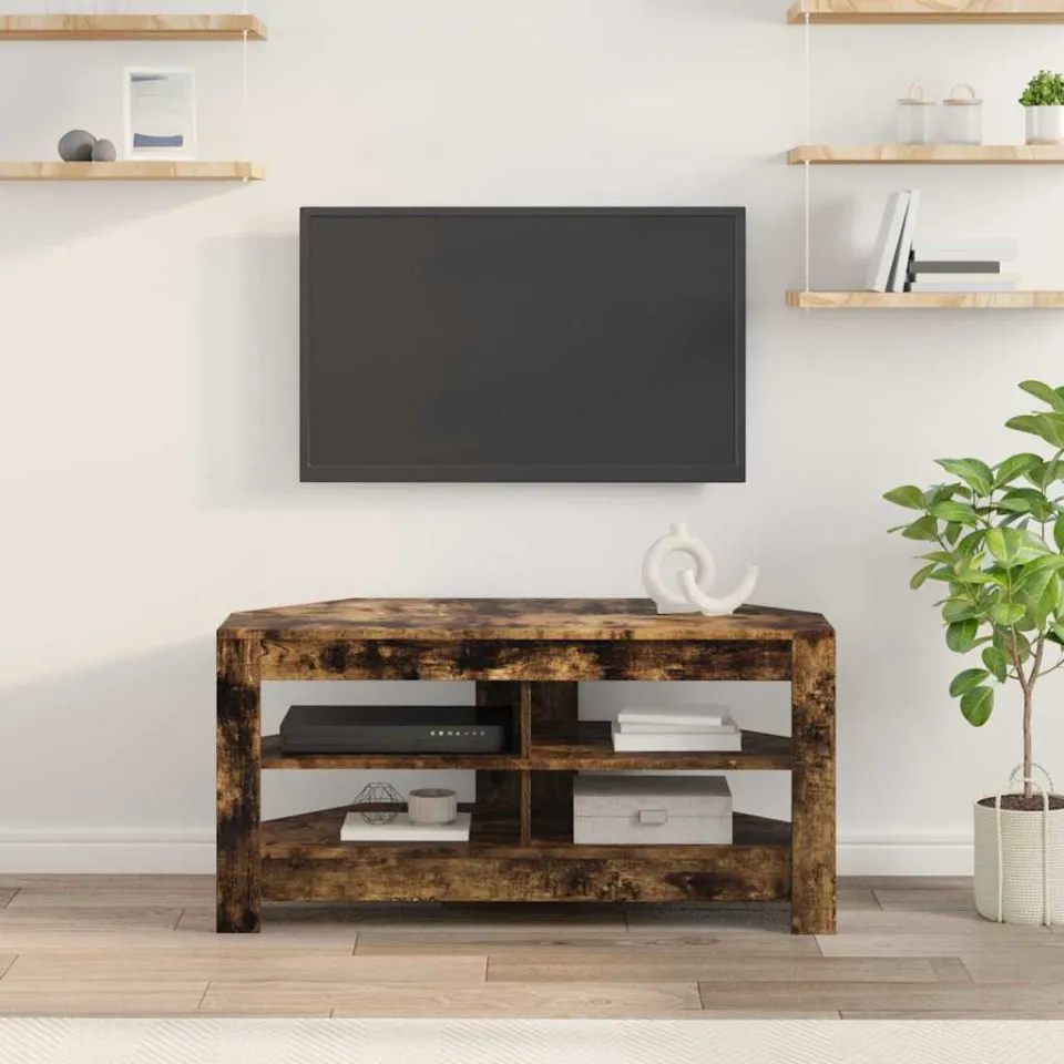vidaXL HoekTVKast 102 x 41 x 50 cm Gerookt eiken, foto 4