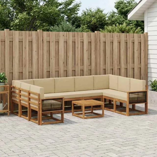 vidaXL Buiten bankenset 10 st 9-zits Natuurlijk en Beige