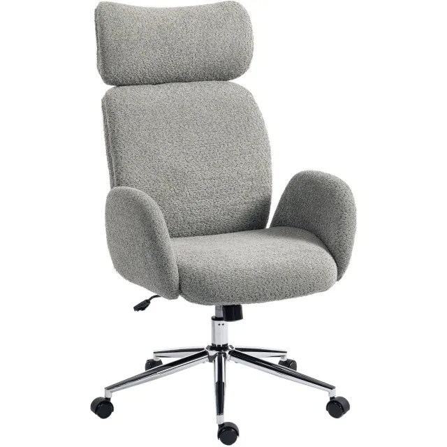 Homcom Bureaustoel met Verstelbare Hoofdsteun - Ergonomische Bureaustoel - Directiestoel - Donkergrijs