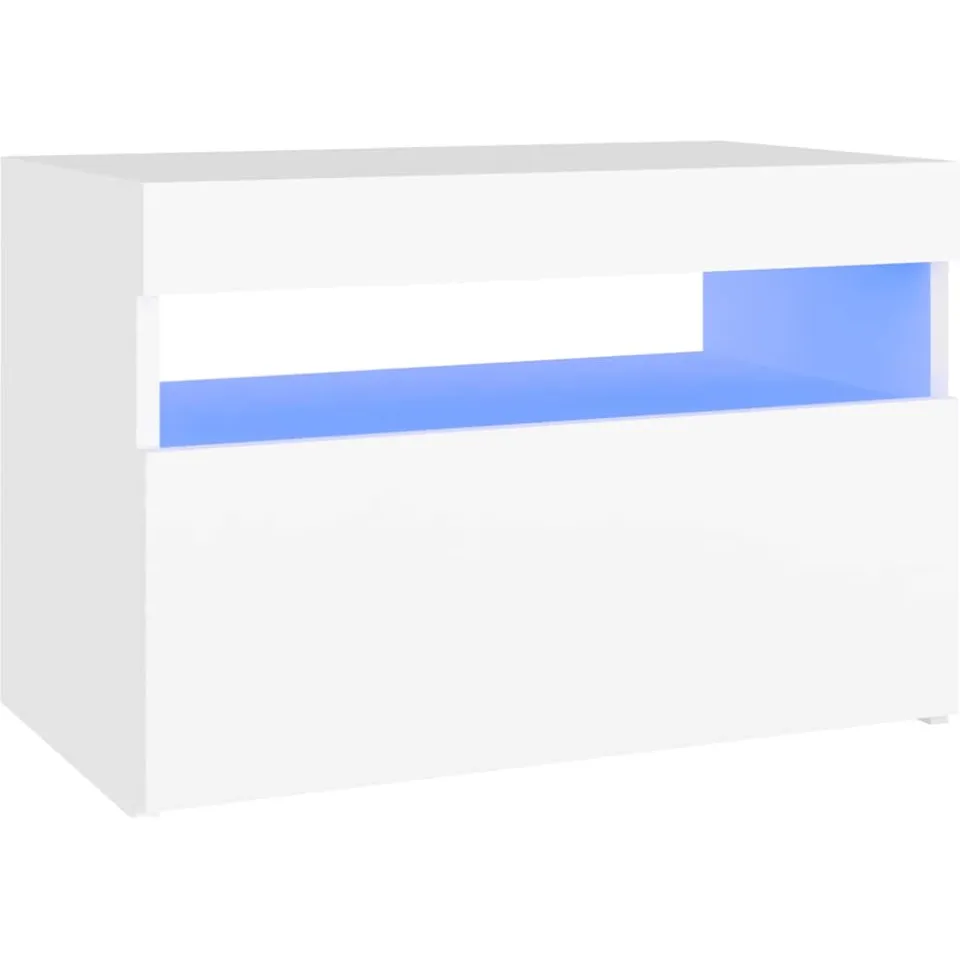 vidaXL Nachtkastje met LED-verlichting 60x35x40 cm bewerkt hout wit