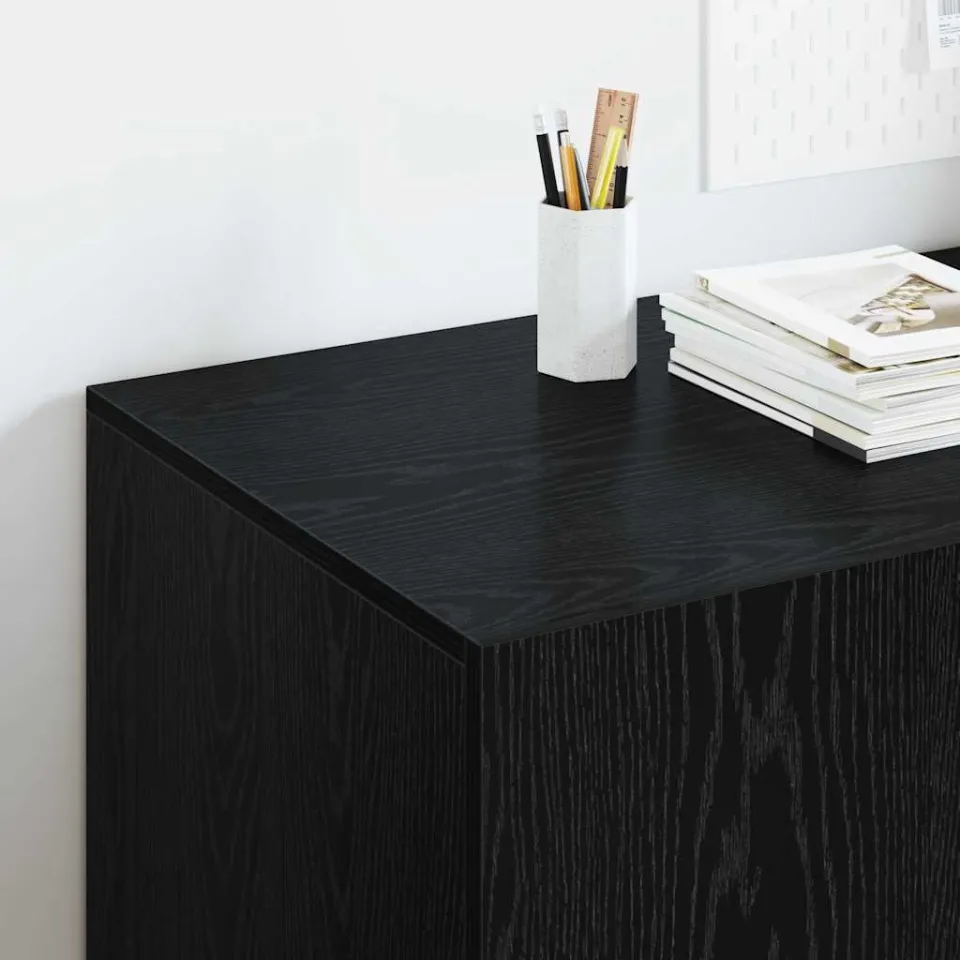 vidaXL Bureau Zwart Eiken Bewerkt hout 140 x 50 x 75 cm, foto 4