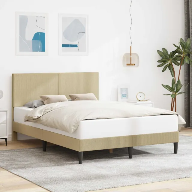 vidaXL Bedframe Lichtgroen Grijs 140 x 200 cm Katoen Stof Lichtgrijs