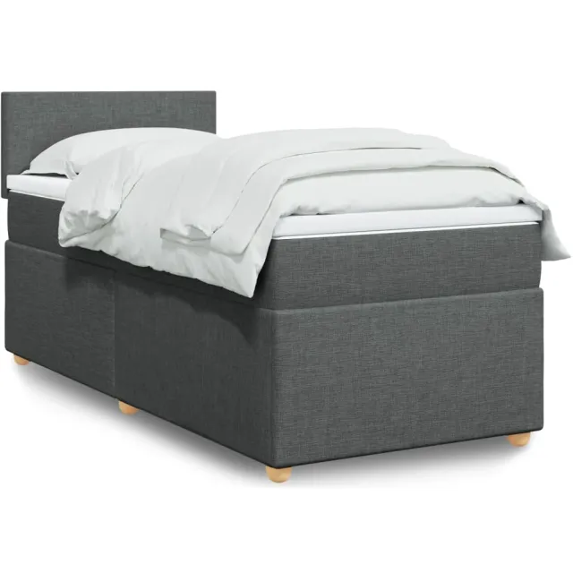 vidaXL Boxspring met matras stof donkergrijs Single