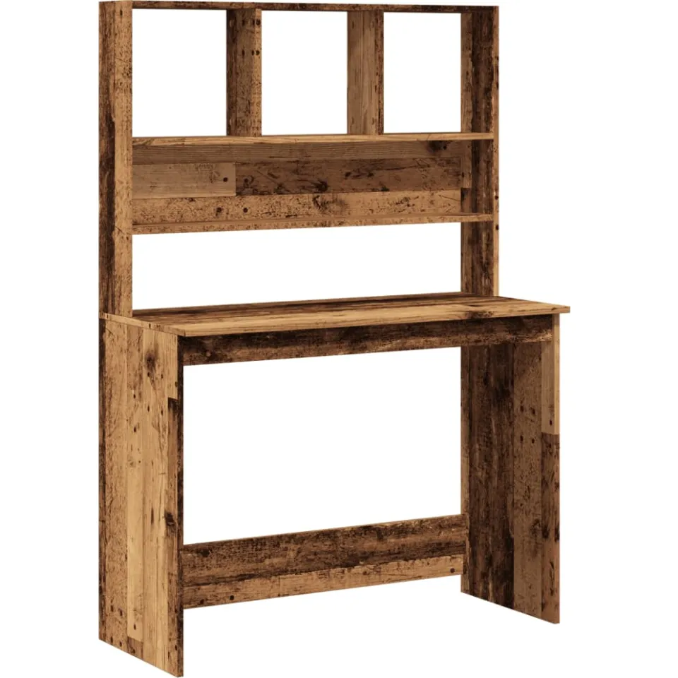 vidaXL Bureau met schappen 102x45x148 cm bewerkt hout oud houtkleurig Bruin