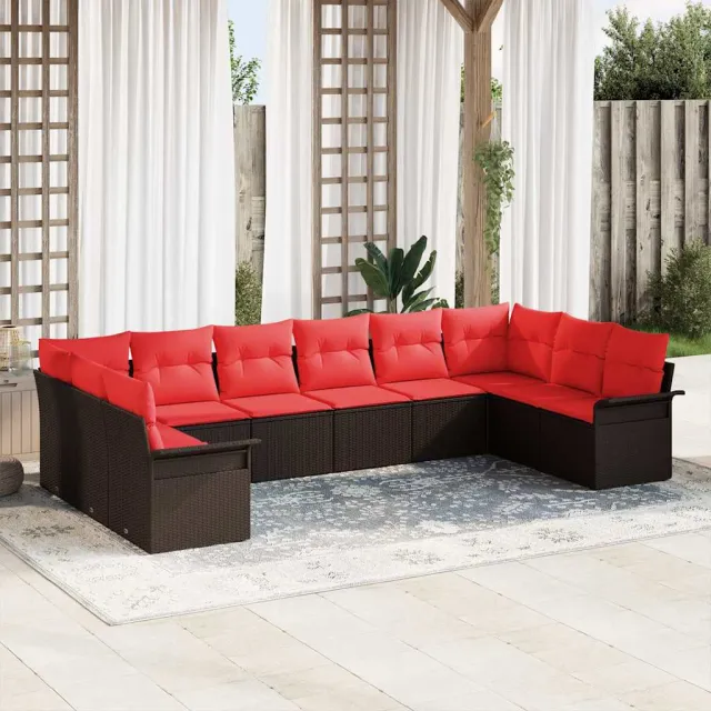 vidaXL Tuin Sofa Set 10 st Bruin poly rattan, foto 2