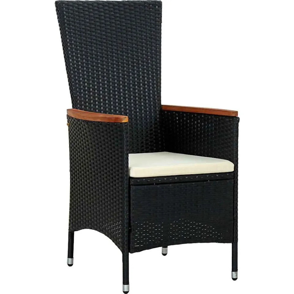 vidaXL 7-delige Tuinset poly rattan acaciahout zwart