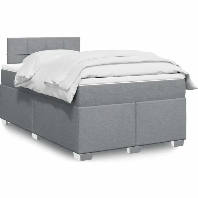 vidaXL Boxspring met matras stof lichtgrijs 120x190 cm grijs