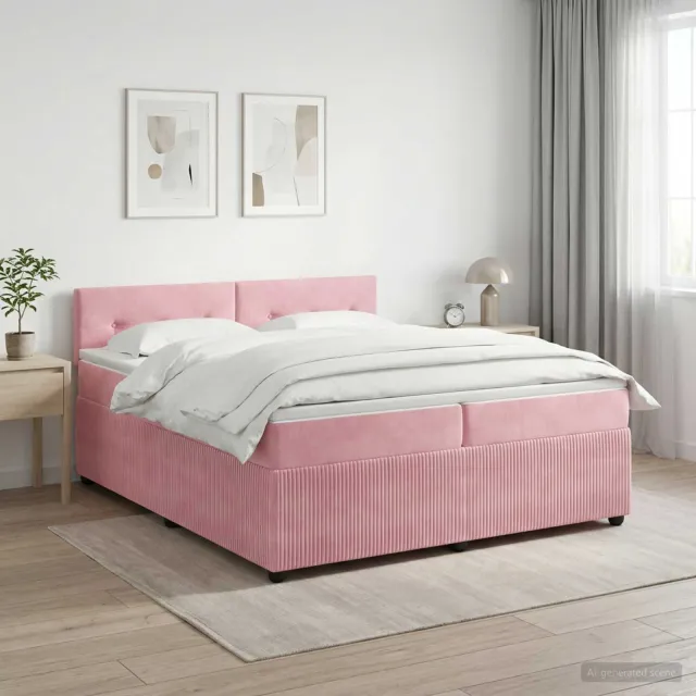 vidaXL Boxspringbed met matras Roze 200 x 200 cm Fluweel
