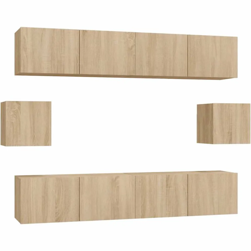 vidaXL 6-delige Tv-meubelset bewerkt hout sonoma eikenkleurig Bruin