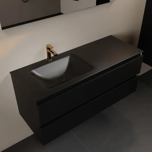 Mondiaz AIVY 120cm badmeubel Urban, wastafel Urban solid surface links 1 kraangat (AI-351631URBAN-SI - AI-M120URLI)