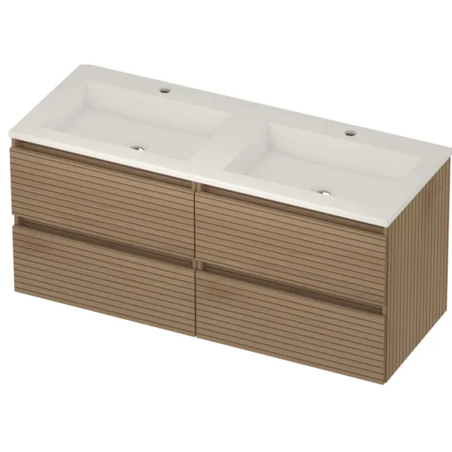 Basic-Line Aura 46 Badmeubelset Acryl 120x46x54 cm A46gwelo2x602 Lamello Oak Glans Wit
