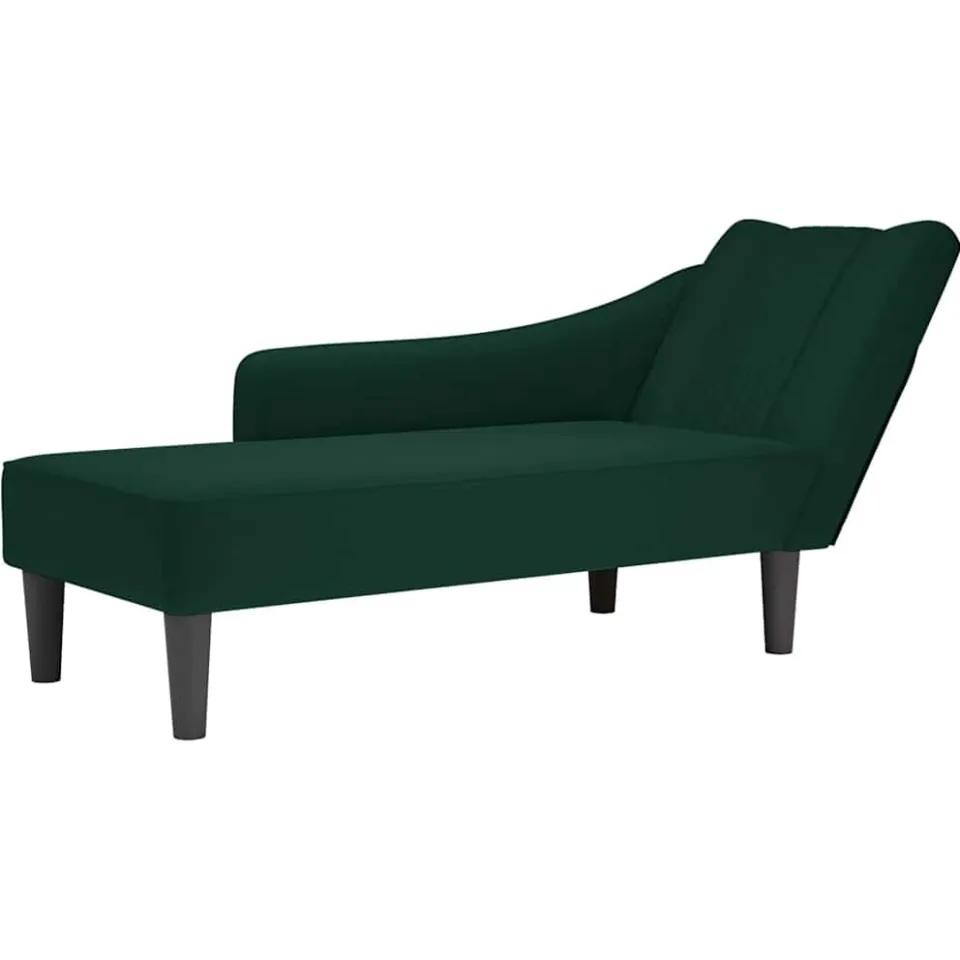 vidaXL Chaise longue met rechterarmleuning fluweel donkergroen