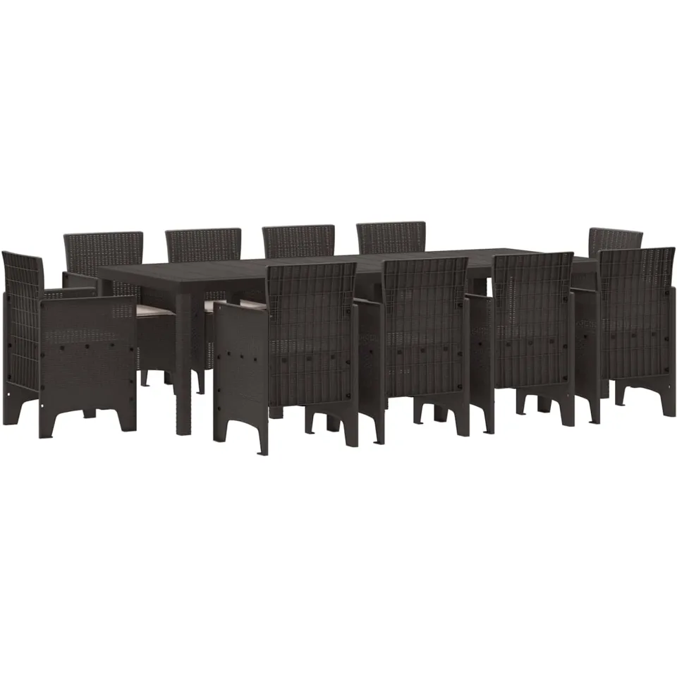 vidaXL Tuin Eetset 11 st Bruin Polypropyleen