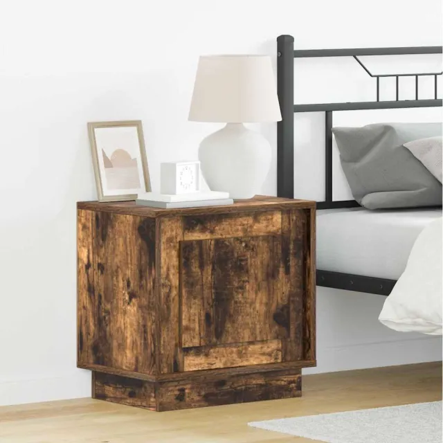 vidaXL Nachtkastje Gerookt eiken 44 x 34,5 x 45 cm Bewerkt hout, foto 2