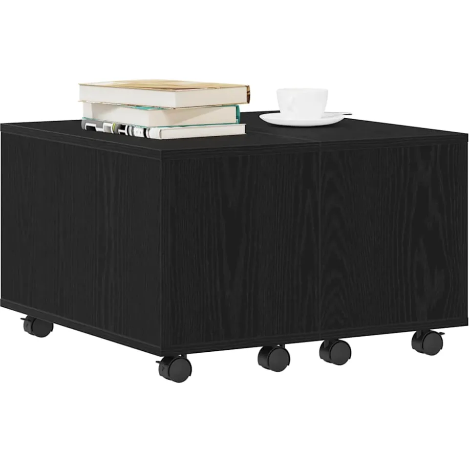 vidaXL Salontafel Zwart Eiken 60 x 60 x 38 cm Bewerkt hout, foto 2
