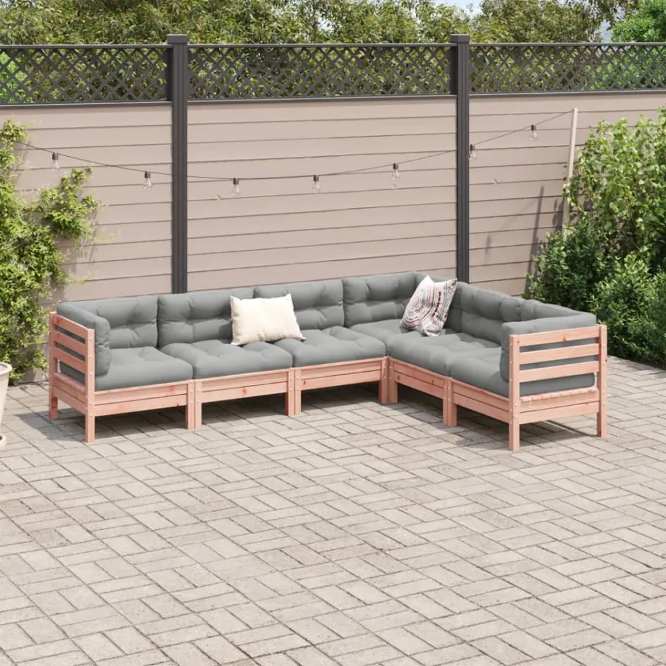 vidaXL 6-delige Loungeset met kussens massief douglas vurenhout bruin, foto 3