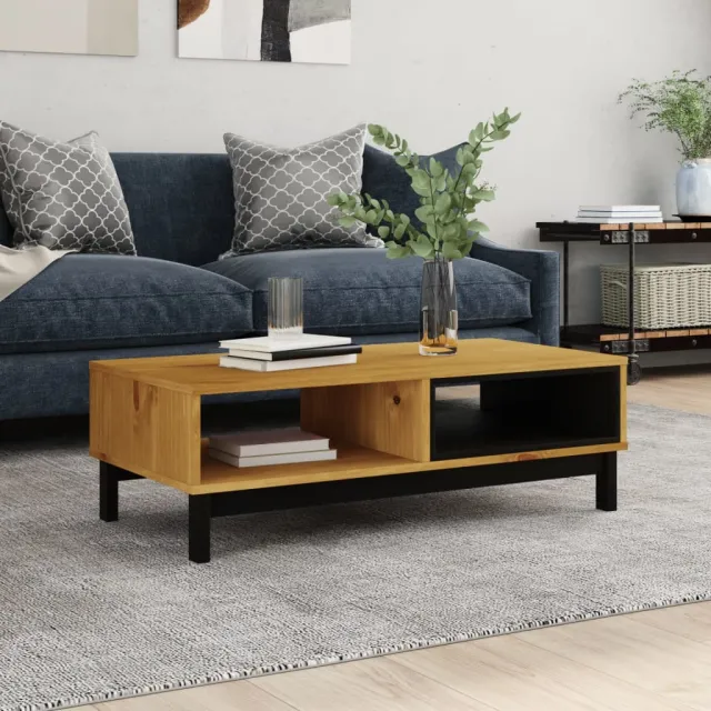 vidaXL Salontafel FLAM 100x50x32,5 cm massief grenenhout bruin, foto 2